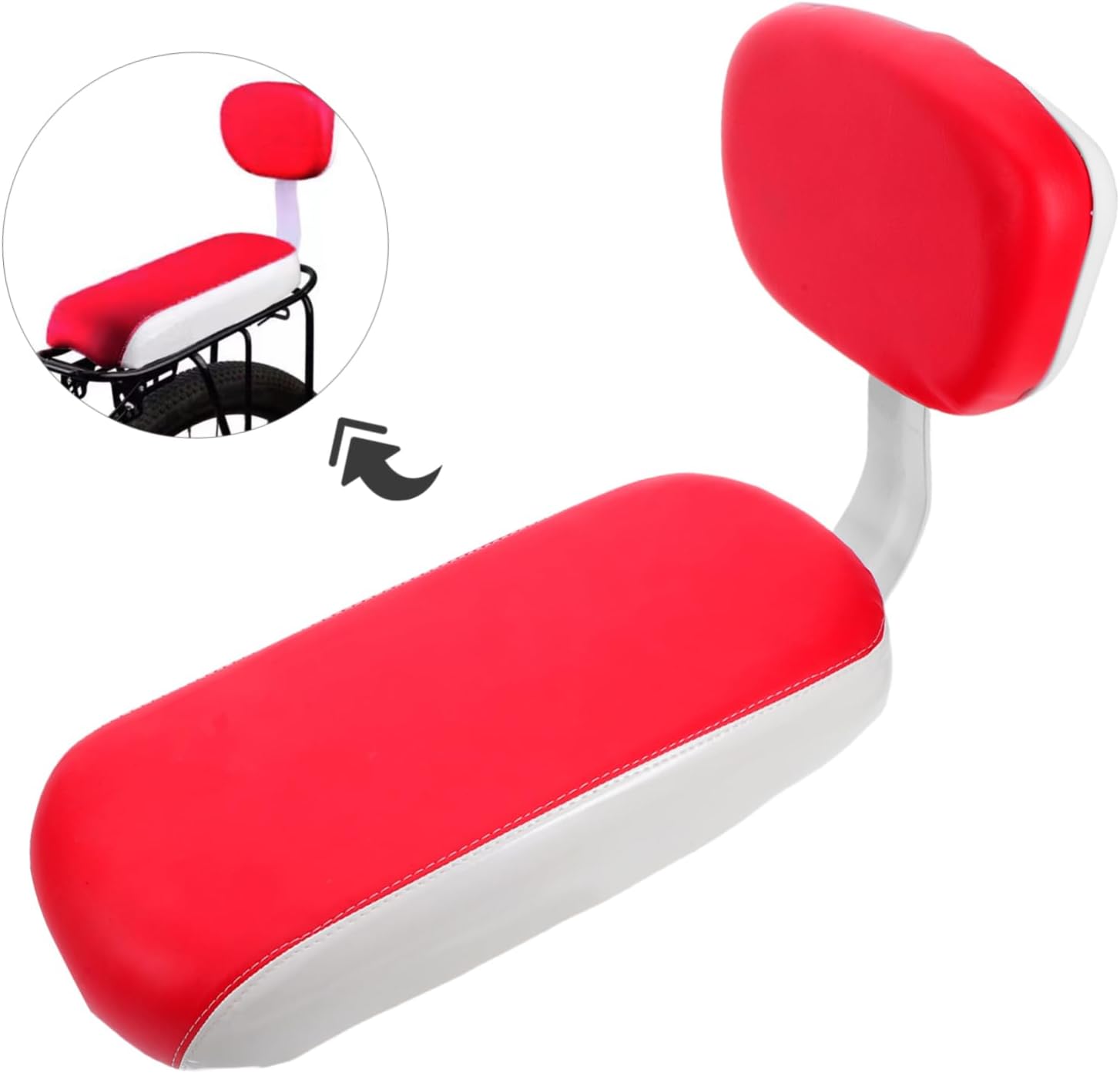 Bicycle Rear Seat Cushion with Backrest Durable Padded Bike Saddle for Comfortable Riding Easy Install Cycling Accessory for Road Mountain Use