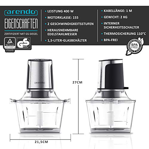 Gemüseschneider Arendo Power Zerkleinerer 400 Watt
