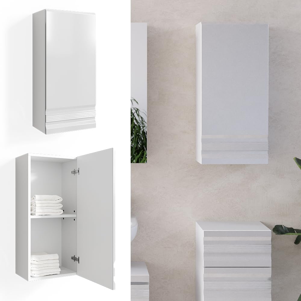 Vicco Armoire Murale Fredd, Blanc Haute Brillance, 36.4x77cm