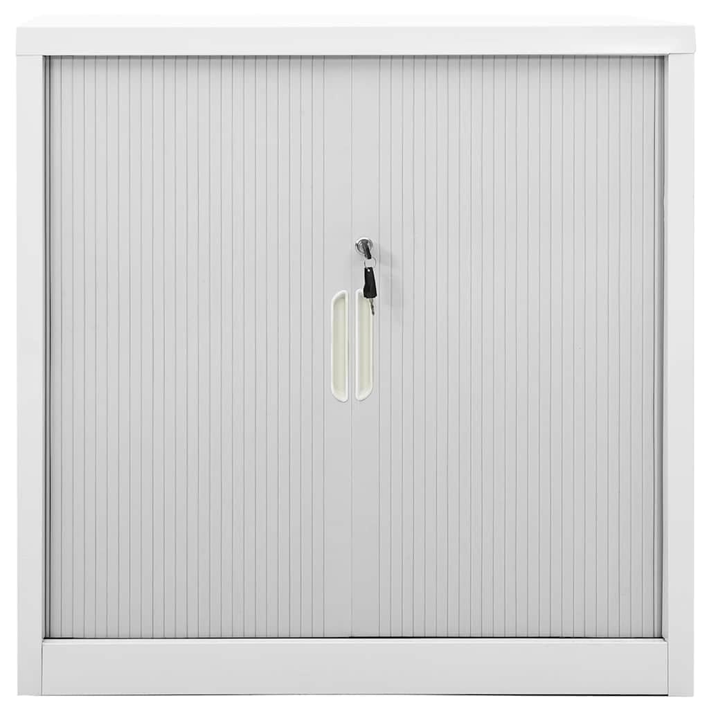 vidaXL Armario con Puerta Corredera Oficina Estudio Archivo Documentos Lateral Auxiliar Almacenamiento Robusto Gris Acero 90x40x90 cm