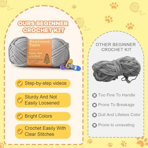 Zepiany Crochet Kit for Beginners Crochet Cat Beginner Crochet Kit for Adults Amigurumi Crochet Animals Cat Crafts Crochet Kits Easy Knitting Kit — view 5