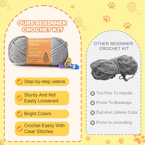 Zepiany Crochet Kit for Beginners, Crochet Cat Beginner Crochet Kit for Adults, Amigurumi Crochet Animals Cat Crafts Crochet Kits, Easy Knitting Kit Galentines Day Gifts - Image 5
