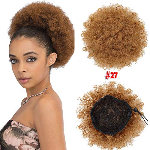 Afro updo buns for black hair YEBO Wrap Blonde Fake Hair Chignon Bun For Women Black(#27)