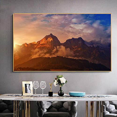 Peinture art moderne paysage arbre au crepuscule pour une ambiance sereine