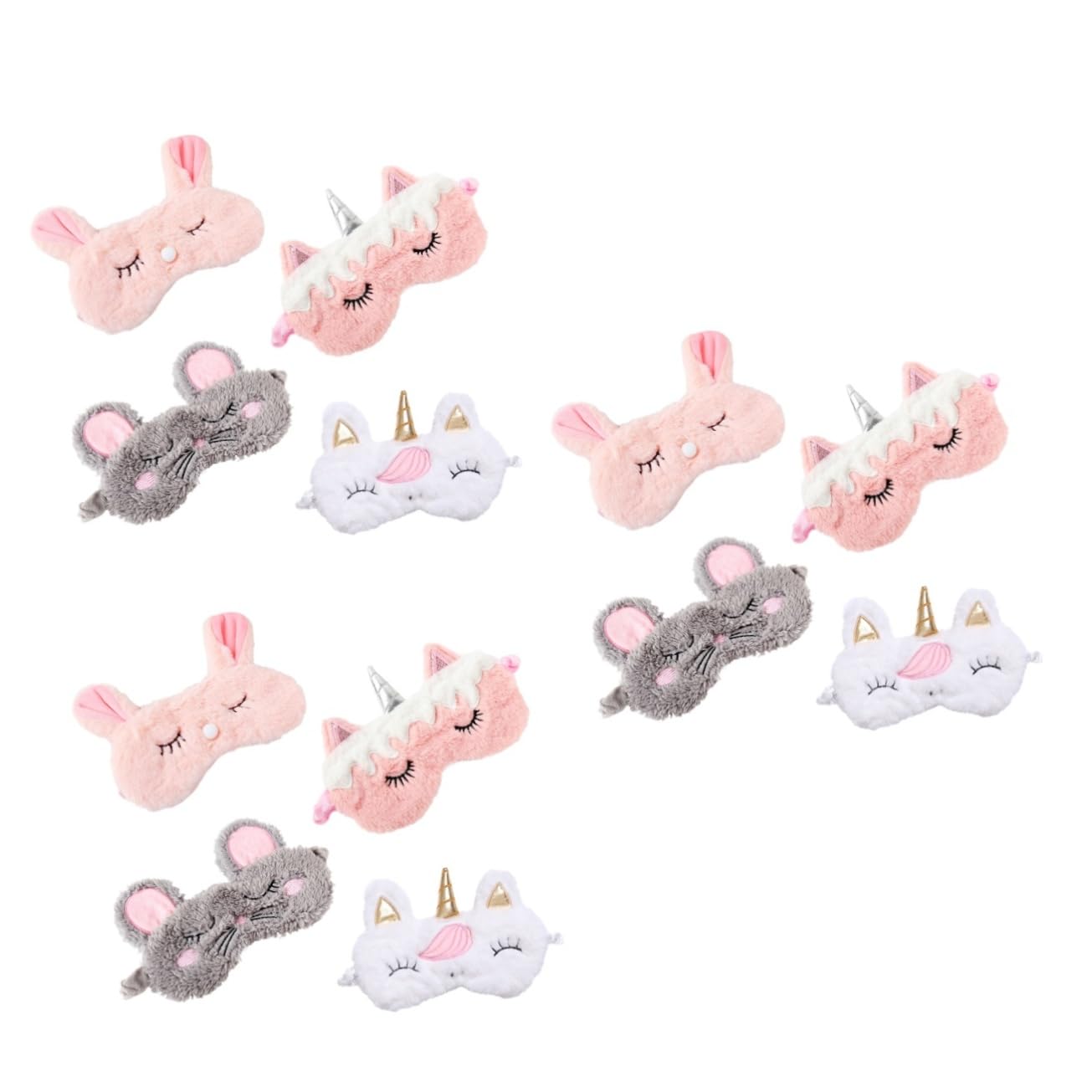 Healeved 12pièces Masque De Sommeil Peluche Forme De Lapin Et Licorne De Cache-yeux Kawaii Pour Voyage Sieste Et Anniversaire