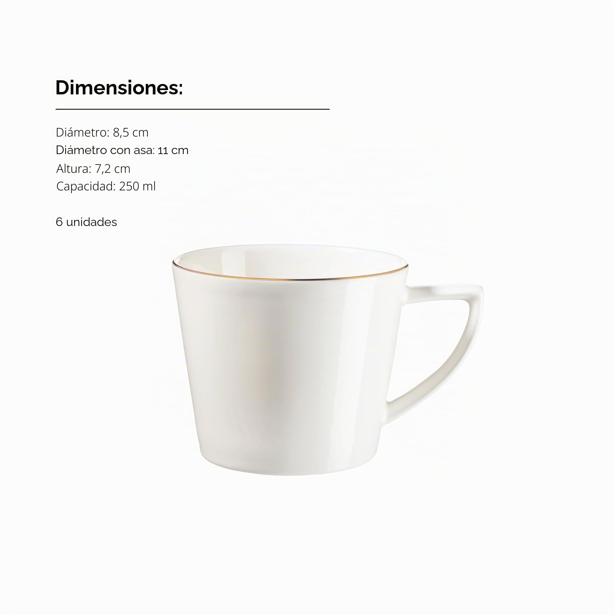 MÄSER, Serie Sita - Juego de platos para 6 personas (porcelana blanca con borde dorado), color blanco