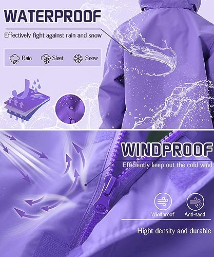 Boys Girls Lightweight Rain Jacket Hooded Cotton Lined Raincoat Waterproof Windbreaker Outwear4