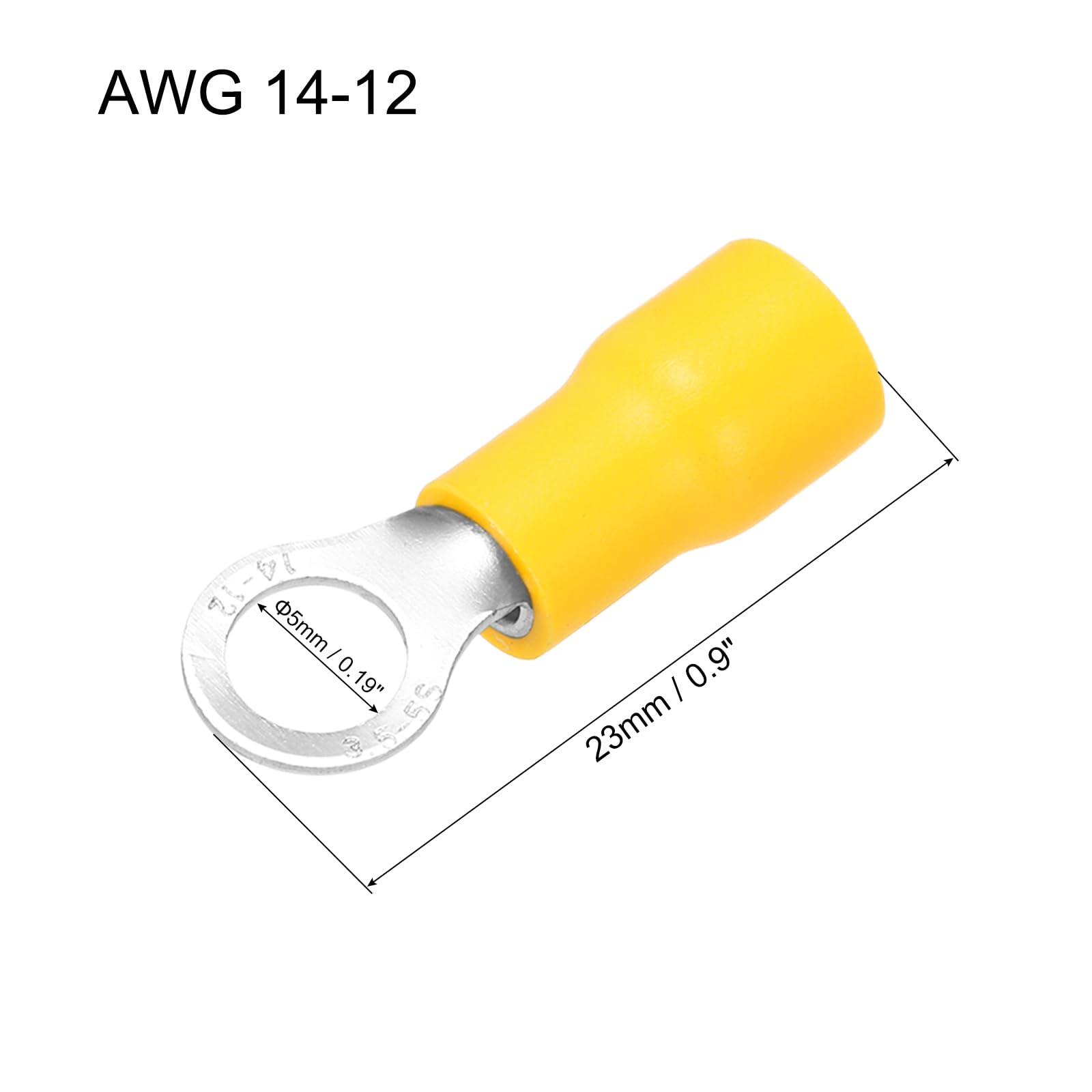 QUARKZMAN 4000 Piezas Conector de Anillo Aislado de Cable Terminal de Engarce Eléctrico 14-12 AWG para Proyectos Eléctricos Amarillo