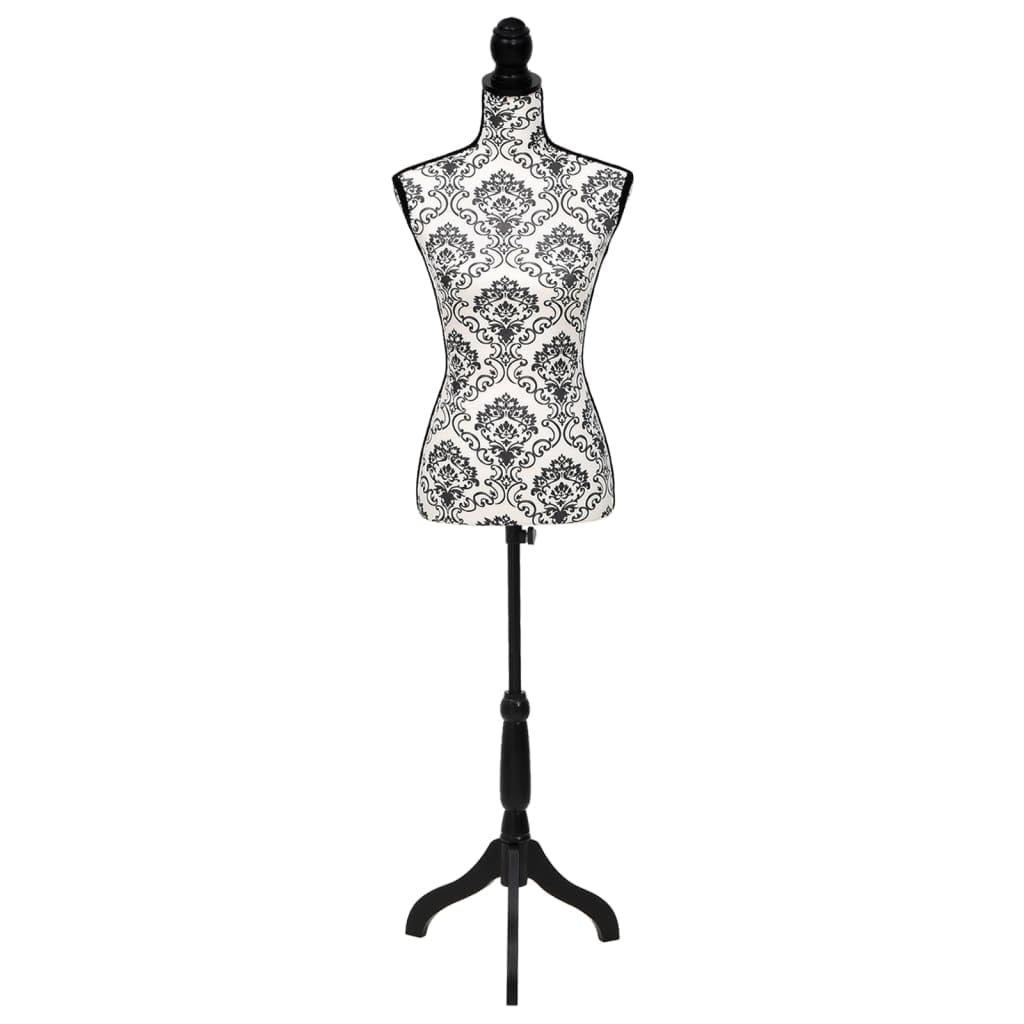 vidaXL Busto Sartoriale Donna Bianco e Nero Manichino con Supporto Espositore