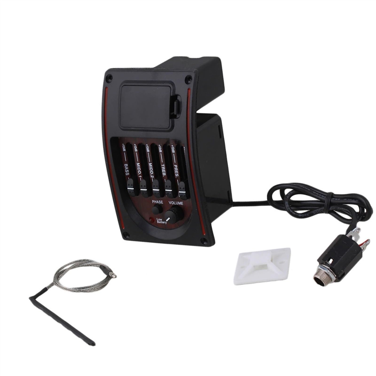 5 Band EQ Preamp Pickup System with Phase Switch &amp; Loudness Contour, Compatible with Fishman for Acoustic Guitar Ukulele Violin Banjo Mandolin