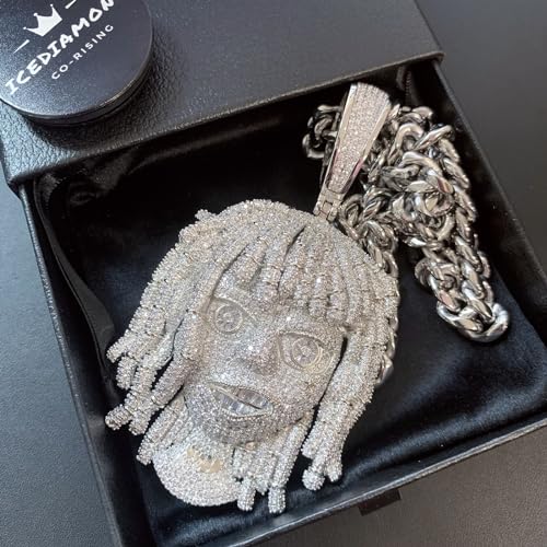 ICEDIAMOND Iced Out Dreadlocks Reggae Rapper Big CZ Diamond Pendant with Cuban Chain, Fully Inlaid Shine 5A Zirconia, 18K Gold Plated Hip Hop Charm Jewelry for Men4