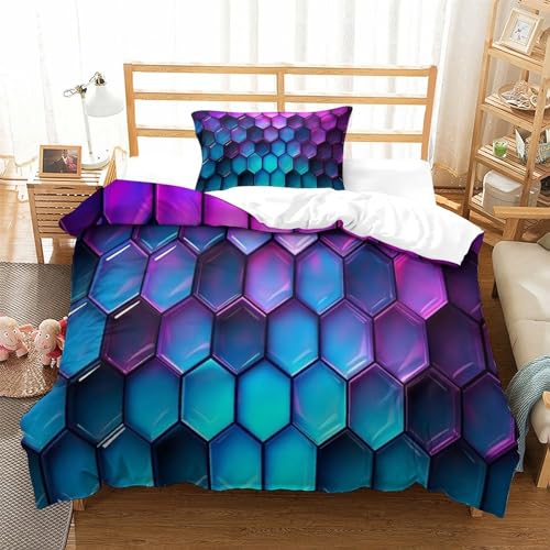 Housse de couette néon bleu violet en microfibre premium lit simple