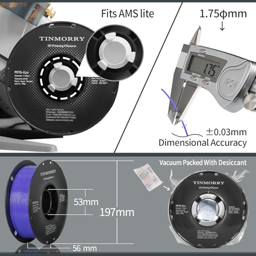 Image of TINMORRY PETG Filament 1.75, Rapid PETG-Eco 3D Printer Filament, Compatible with Most FDM 3D Printers, 1 KG 1 Spool, Vinca Blue