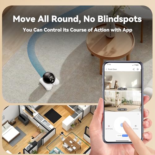 DreamBee Security Indoor Camera 1080P Dual Lens,Robot Camera on Wheels Movable with 2-Way Talk,Distance Bot with Night Vision,Blinky Bot App Control for Home Security/Cats/Dogs/Baby/Elderly - Image 7