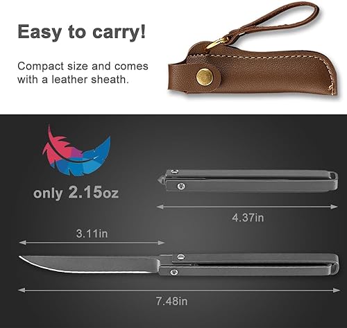 Miniatura 4 de Joycube Navaja de bolsillo para hombres y mujeres, cuchillos plegables negros delgados con rompecristales, cuchillos tácticos afilados para