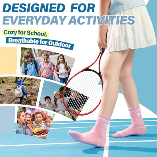Image of ANTSANG Kids Boys Girls Athletic Cotton Socks,6 Pairs Youth Teen Crew Socks