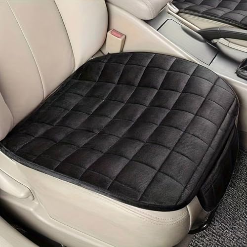 Image of Breathable Car Seat Cover Cushion, Black, 60x50 cm, 1Pc | Premium Velvet, Universal Fit, Storage Pocket, For Sedan, SUV, Truck & Office Chair, Soft Driving Comfort Pad