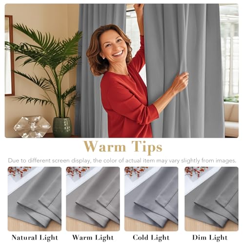 Image of H.VERSAILTEX Blackout Curtains Thermal Insulated Window Treatment Panels Room Darkening Blackout Drapes for Living Room Back Tab /Rod Pocket Bedroom Draperies, 52 x 63 Inch, Grey, 2 Panels