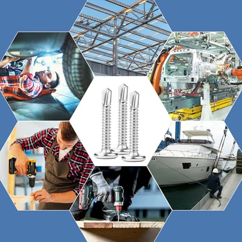 100 Stück Selbstschneidende Schrauben 410 Edelstahl 5.5x32mm Blechschrauben Flachkopf Innensechskantschrauben Bohrschrauben Edelstahl mit Innensechskantbohrer Fassadenschrauben Metallschrauben Silber