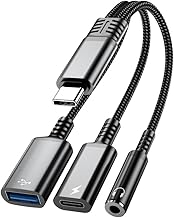 Mizi 3-in-1 USB C to Headphone Jack and Charger Adapter, 60W PD Fast Charging & USB A Hub, Compatible with iPhone 15/16/17 Pro/Max, Samsung Galaxy, iPad Pro, MacBook, Pixel - Black