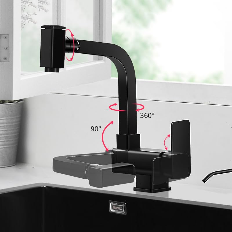 Robinet de cuisine rabattable noir fenetre bloquee solution evier