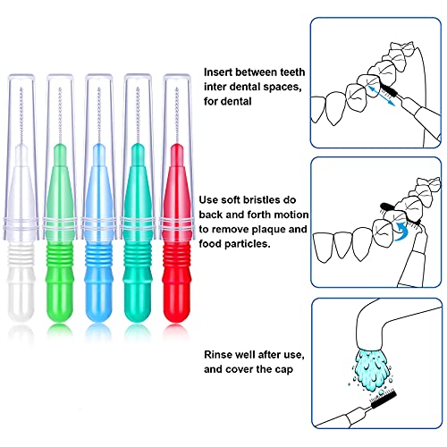 Image of Patelai 50 Counts Braces Brush for Cleaner Interdental Brush Toothpick Dental Tooth Flossing Head Oral Dental Hygiene Flosser Toothpick Cleaners Tooth Cleaning Tool(Red, White, Green, Light Blue)