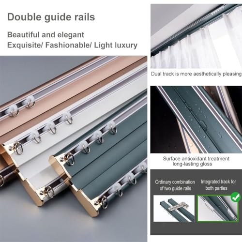 Doppio Binario per Tende, Robusto Binario da Soffitto in Alluminio, Personalizzabile per Soggiorno, Bagno, Camera da Letto, Divisorio – Kit Completo di Binario da Soffitto