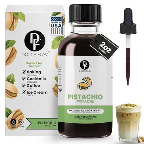 Dolce Flav Pistachio Extract – 2 Ounce Water-Soluble Kosher, Sugar-Free, Concentrated Nutty...