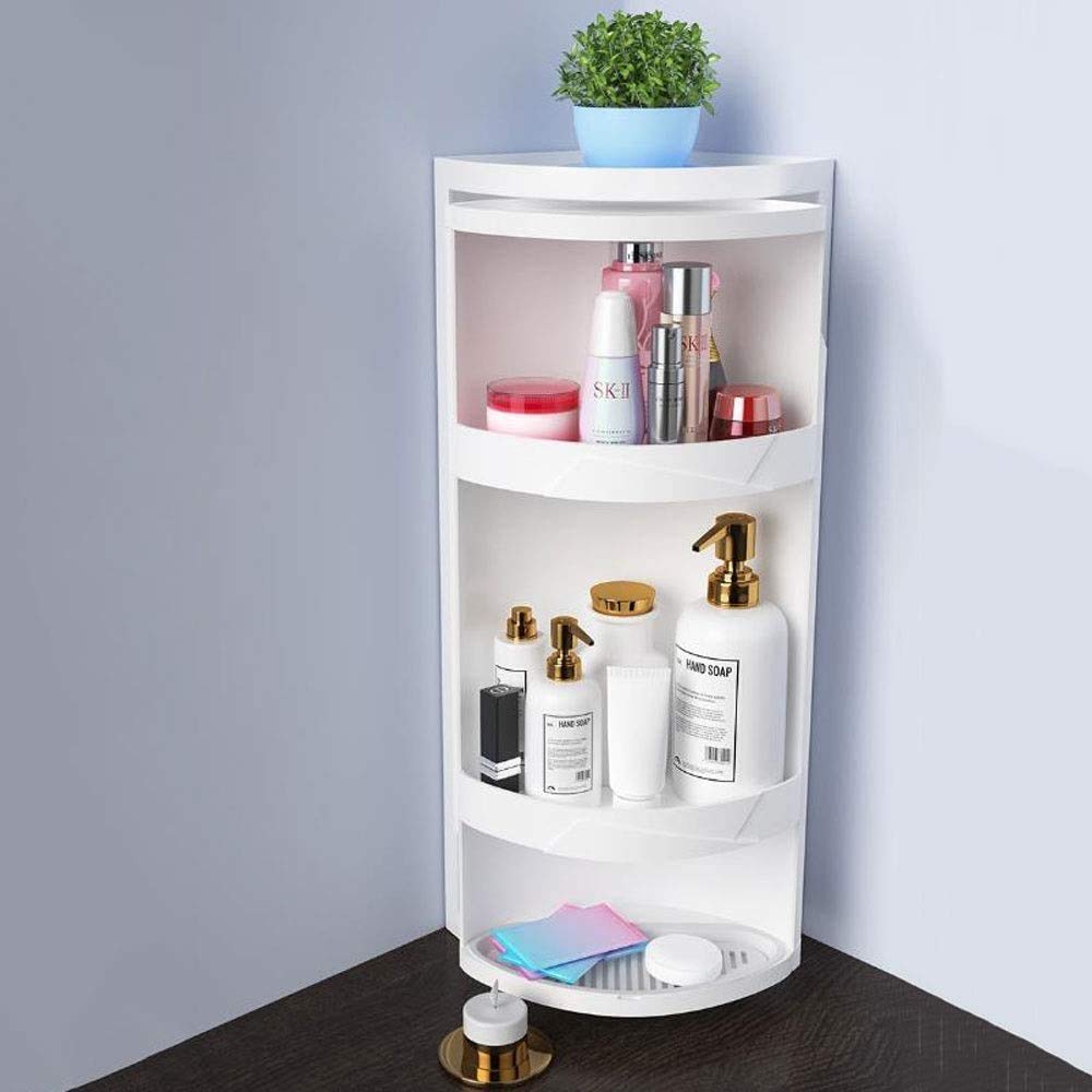 KIRFIZ 360 Plastic Rotating Corner Shelves Makeup Organizer, 4 Tier Bathroom Storage Cabinet Towel Holder Rack, Corner Cabinets with Doors and Shelves for Bathroom Bathtub Toilet Table (White) (B08V4SN9KT) Amazon Price History, Amazon Price Tracker