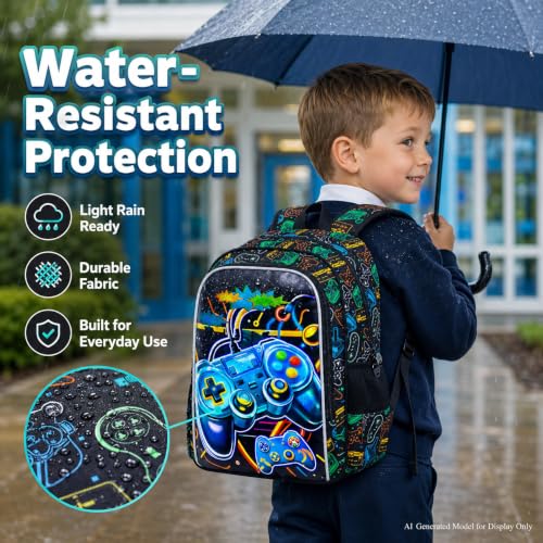 Image of WZLVO 3PCS Dinosaur Backpack for Boys, 16 Inch Kids Water Resistant Preschool Elementary Kindergarten Bookbags and Lunch Box | Kids