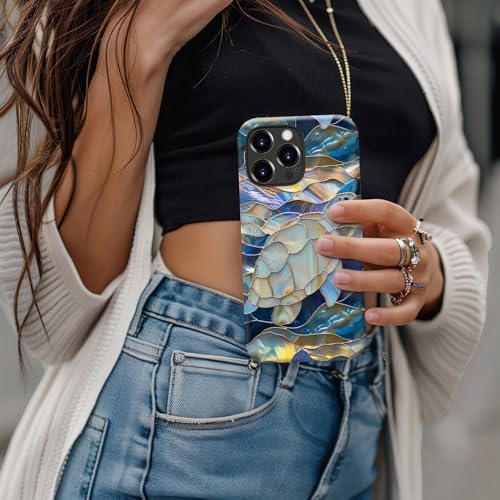 Image of Goodon for iPhone 15 Pro Max Case Cute - Wireless Charging Compatible - Dual-Layer Hard Shell + Silicone Cover - Protective Phone Case with Trendy Designs for Women - Abstract Sea Turtle