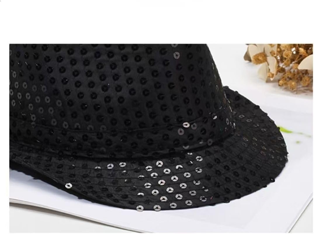 Sequin Fedora Hat Solid Color Dance Hat Western Retro Disco Cap Unisex Costume Cap for Women Men Party Supplies