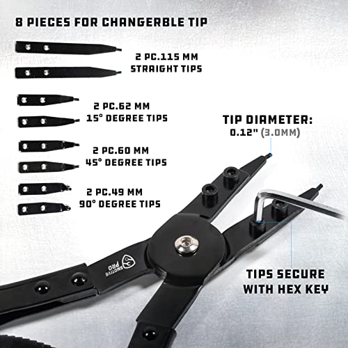 Smotivepro 16" Snap Ring Pliers Set，2 Piece Internal And External Snap-Ring Pliers Tool Set Heavy Duty, Retaining Ring With Replacement Tips #TOP1