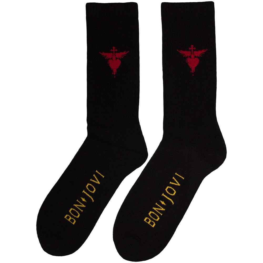 Rock Off officially licensed products Bon Jovi Dagger Heart Band Logo Terry Socks One Size