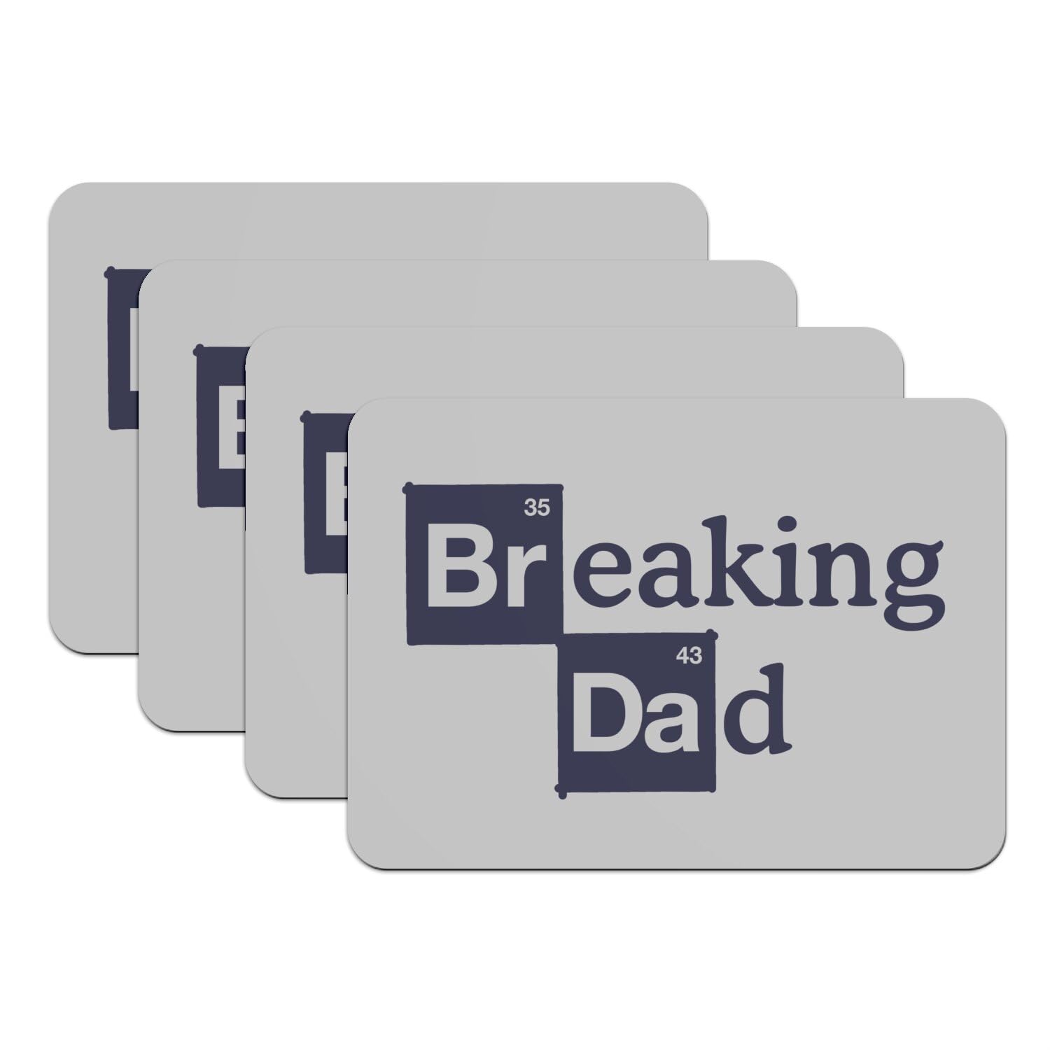 Sets de table gris Breaking Dad en caoutchouc - Grand format 39,5 x 28,5 cm (Lot de 4)