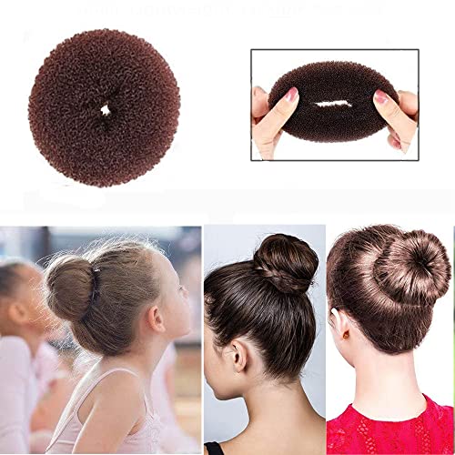 Conjunto de 3 peças para fazer coque de cabelo de rosquinha em forma de rosquinha para mulheres e me