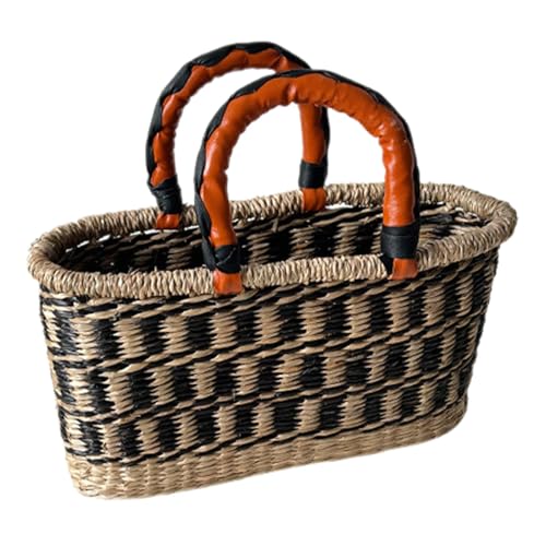 Borsa a mano intrecciata da borsa con manico superiore da spiaggia casual di paglia a tracolla alla moda tote per E donna