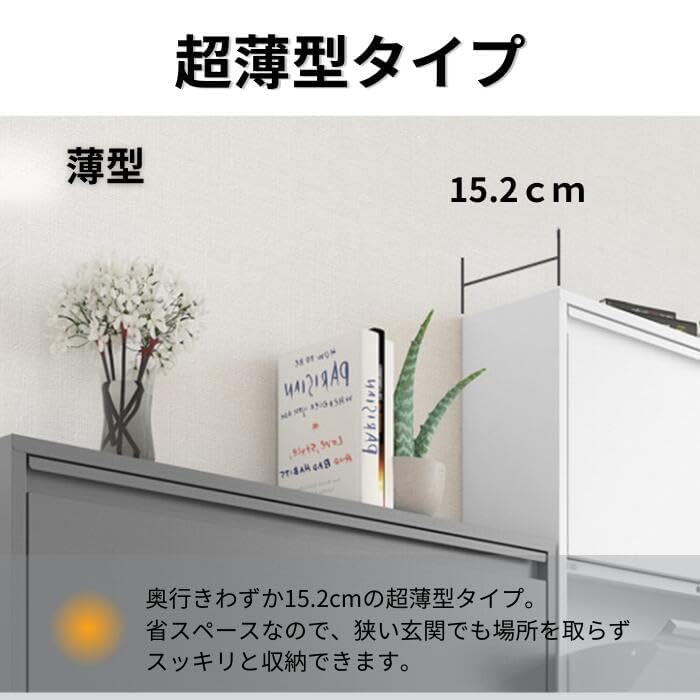 JAVRON シューズラック スリム シューズボックス 靴箱 ホワイト 2段 Amazon｜JAVRON シューズラック スリム 斜め置き シューズボックス