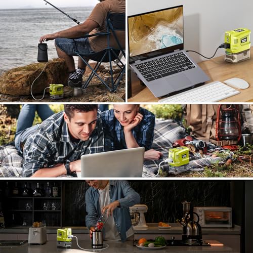 Image of Real 200W Power Inverter Compatible with Ryobi 18V, VoLtTech Battery Inverter 18V to 110V-120V, Phone Charger USB Charger Adapter Power Adapter with 2 USB Ports & 1 Type-C & 1 AC Outlet (No Battery)