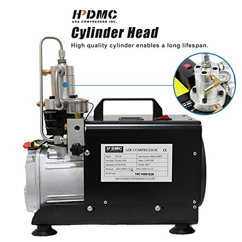 HPDMC 110v 300bar Portable Air Compressor Paintball Fill Station for PCP Game (Manual Stop) - Thumbnail 2