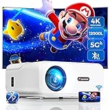 Beamer, 5G WiFi Bluetooth 12000 Lumen 1080P Full HD Beamer 4K Video...