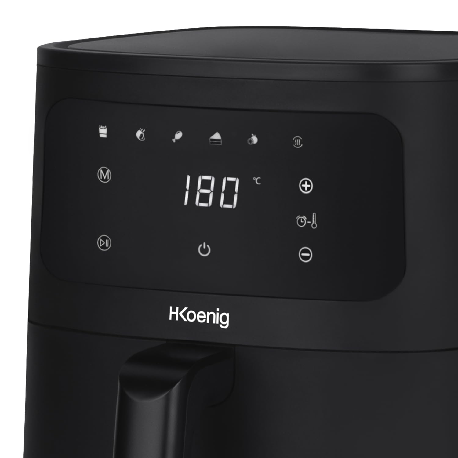 H.Koenig Freidora de aire FRY840, Capacidad 4L, Cocina hasta 6 personas, Ajustable 80-200°C, 5 Modos de Cocción, Temporizador 60min, 5 Programas, Pantalla Táctil