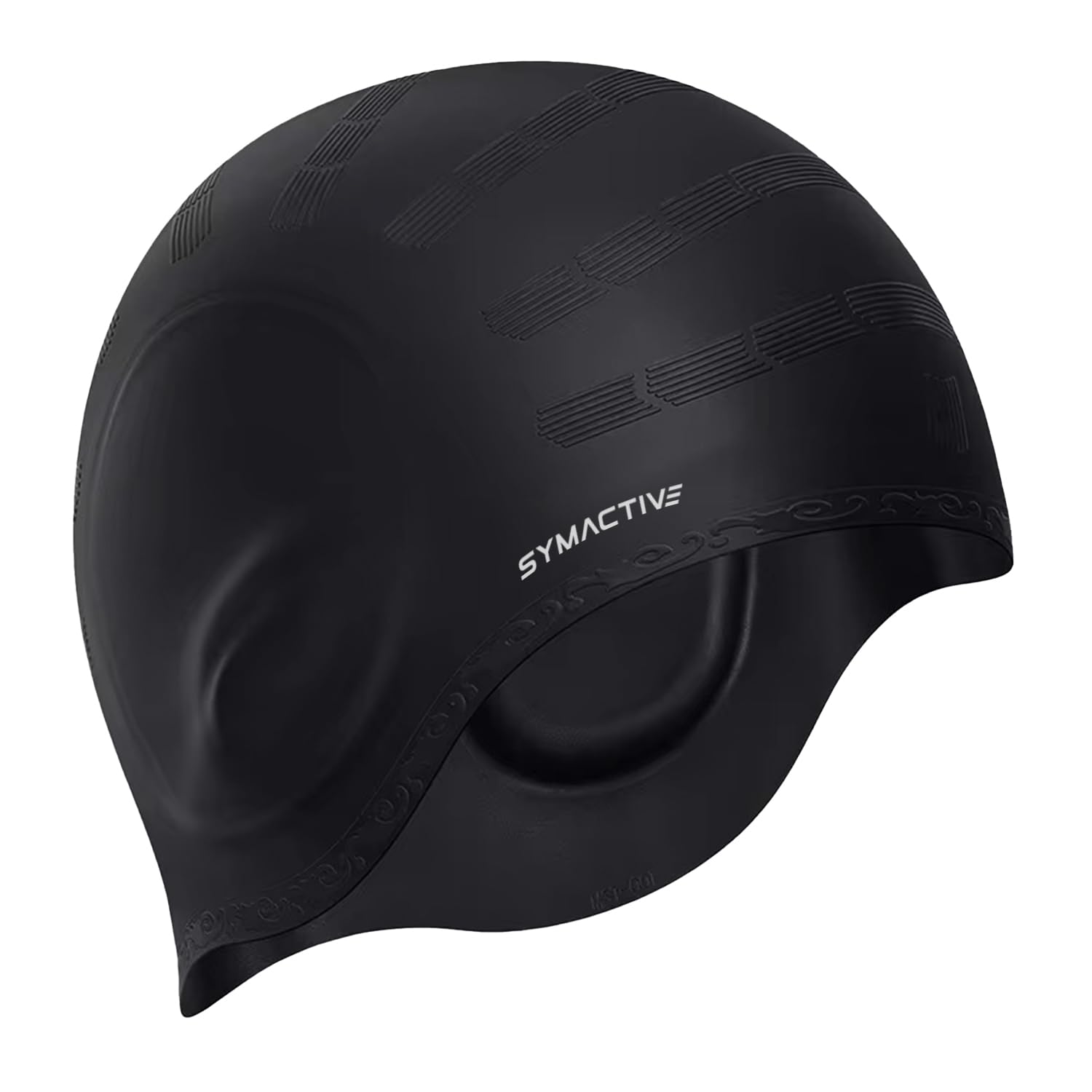 Amazon Brand - Symactive Long Hair Silicone Swimming Cap | Keeps Hair Clean with Ear Protector | Water-Resistant | Easy Fit | Protective | for Adult Men and Women | Breathable & Lightweight (Black) (B0CZDW8986) Amazon Price History, Amazon Price Tracker