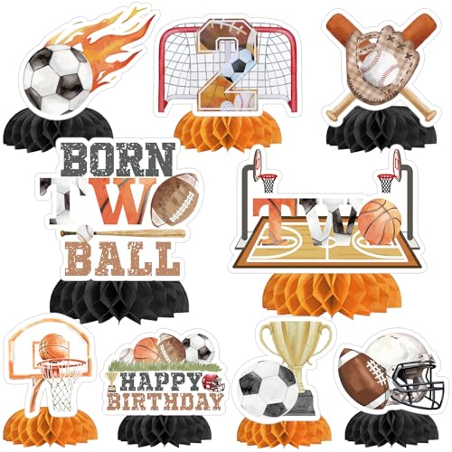 Born 2 Ball Birthday Decorations Born Two Ball Birthday Decorations 8PCS Basketball Born 2 Ball Centerpieces for Table Born Two Ball Table Decoration