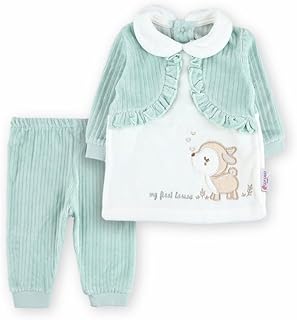 بيجامة شتوية - صوف ناعم، 9-12 شهر، اخضر في ابيض | ملابس نوم مريحة للاطفال