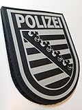 Achtung: Das Patch wird nur gegen Nachweis der Erwerbsberechtigung (Kopie Dienstausweis) ODER an die Dienststelle versandt.3 D Rubber-Patch, Größe: 90 x 72 mm, Farbe: farbig oder BlackOps, Motiv: Sachsen