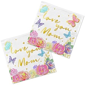 Mother’s Day Party Supplies, Disposable Paper Napkins for Happy Mother’s Day Party Decorations, 50 Pack