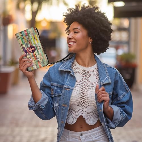 Personalized Leather Wallet for Women – Custom African Pride Clutch with Name – Elegant African Queen Gift – African American Art Wallet – Gift for Mom (African Yoga Girl)2