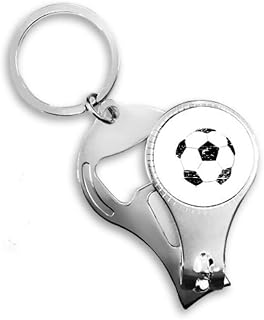 Cortador de unha de futebol preto simples com padrão de futebol chaveiro abridor de garrafas