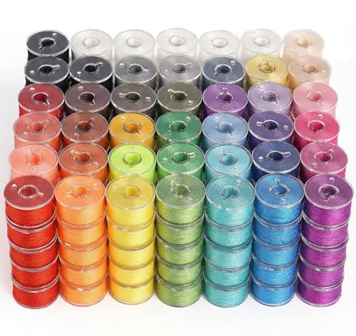 210 bobinas de hilo de coser, 36 colores, hilo de bobina prebobinado para máquina de coser, tamaño A, clase A, 15 bobinas, hilo de poliéster, compatible con Singer/Brother/Janome/máquina de bordar